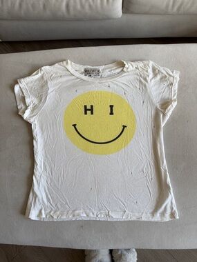 Wildfox Yellow Smiley 'HI' Graphic tee